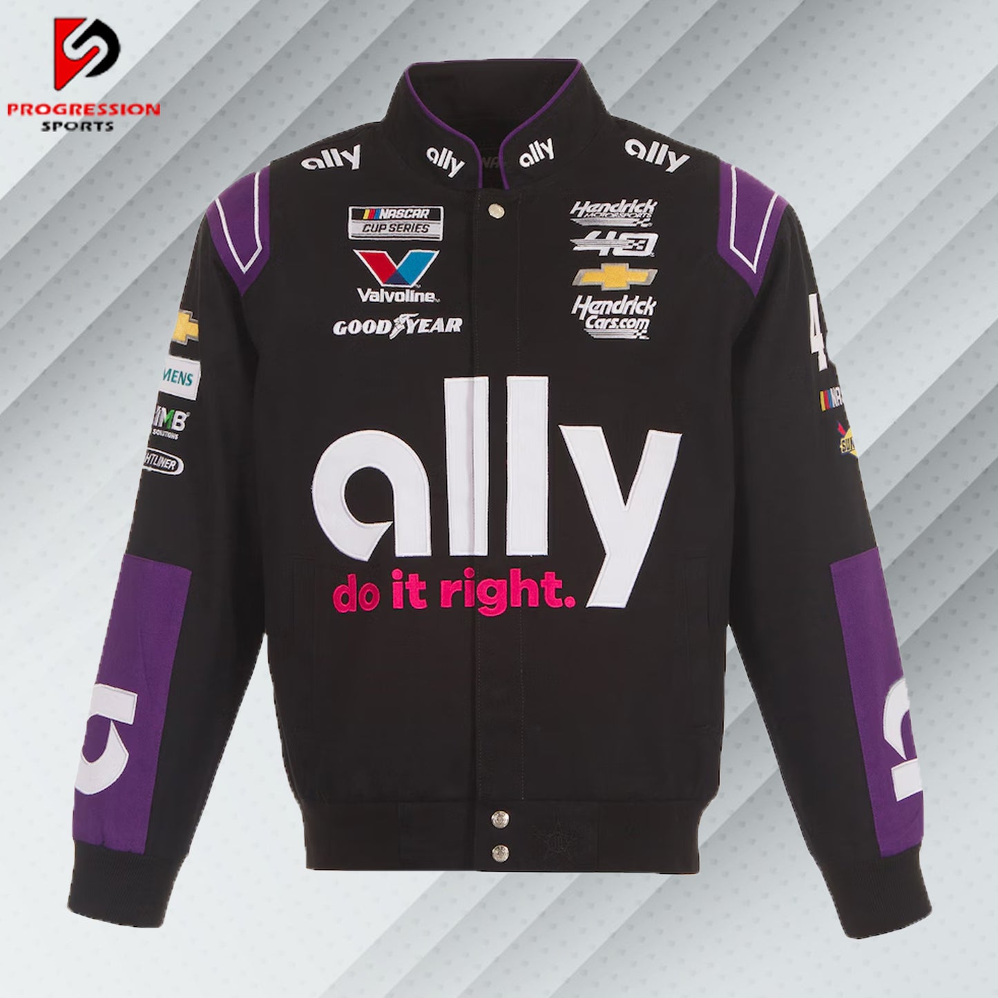 Men's JH Design Alex Bowman Black Ally Full-Snap Twill Uniform Jacket