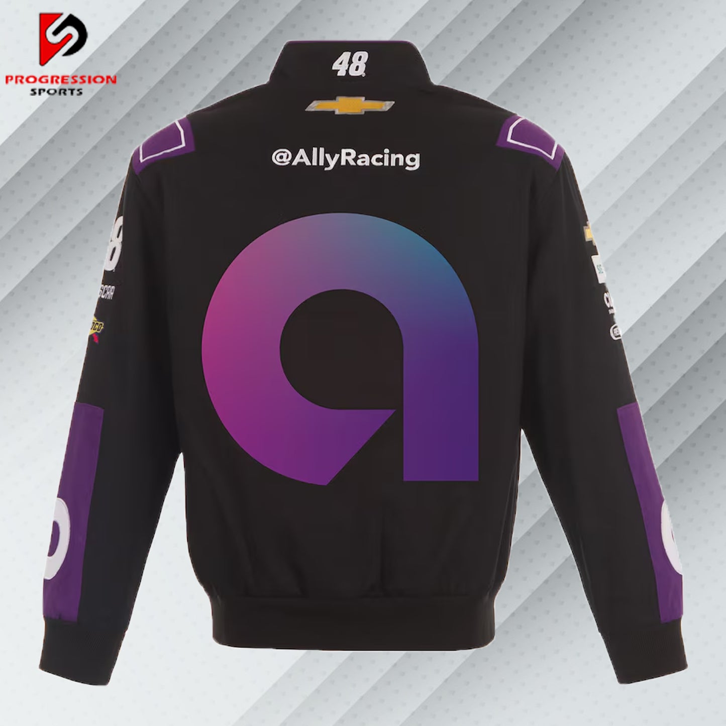 Men's JH Design Alex Bowman Black Ally Full-Snap Twill Uniform Jacket