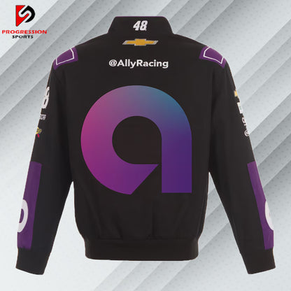 Men's JH Design Alex Bowman Black Ally Full-Snap Twill Uniform Jacket