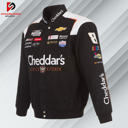 Nascar Kyle Busch JH Design Cheddar's Cotton Twill Uniform Full Snap Jacket-Black