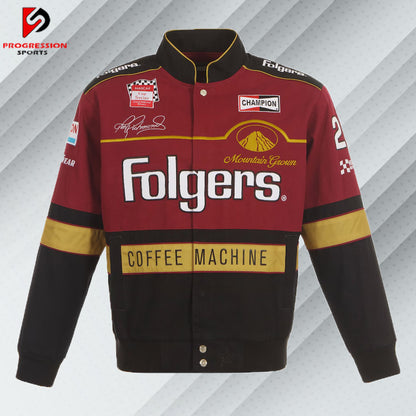 Men's JH Design Maroon/Black Tim Richmond Folgers Twill Uniform Full-Snap Jacket
