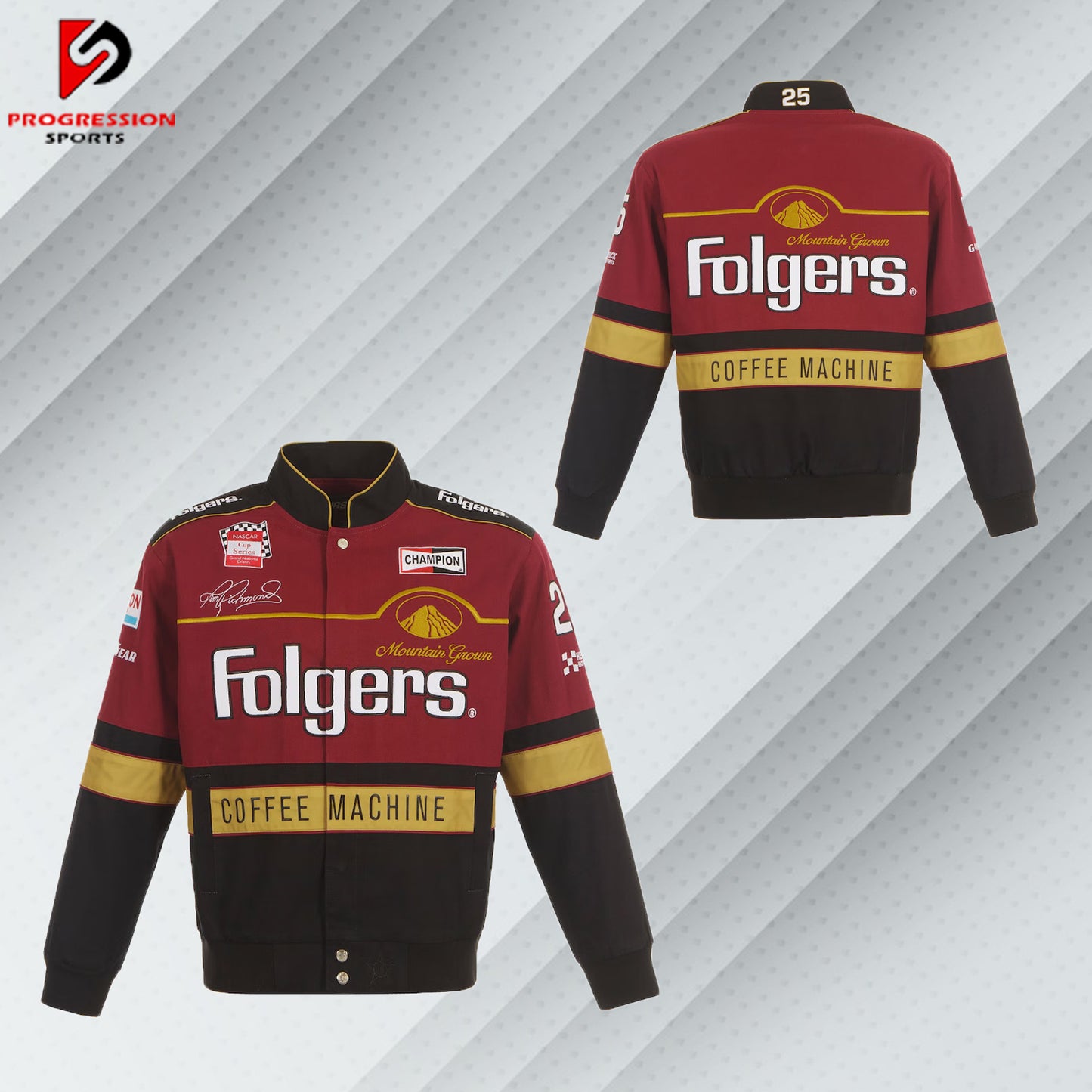 Men's JH Design Maroon/Black Tim Richmond Folgers Twill Uniform Full-Snap Jacket