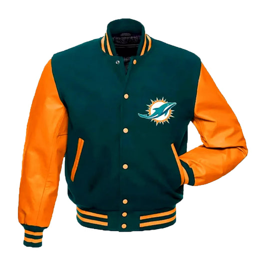 Miami Dolphins Green and Orange Jacket