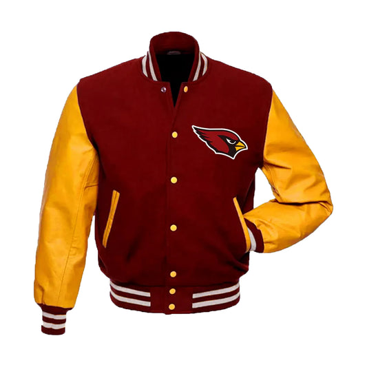 “Arizona Cardinals letterman varsity jacket with leather sleeves”